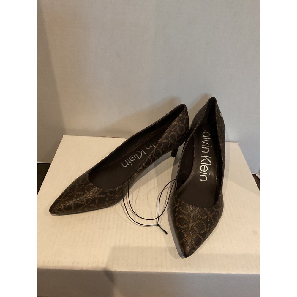 Calvin Klein - Signature CK Brown Kitten Heeled Pumps - 9 1/2M